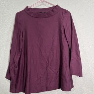 COS Top Womens Sz 4 Eggplant Boatneck Boxy Lagenlook Modern Minimalist Artsy